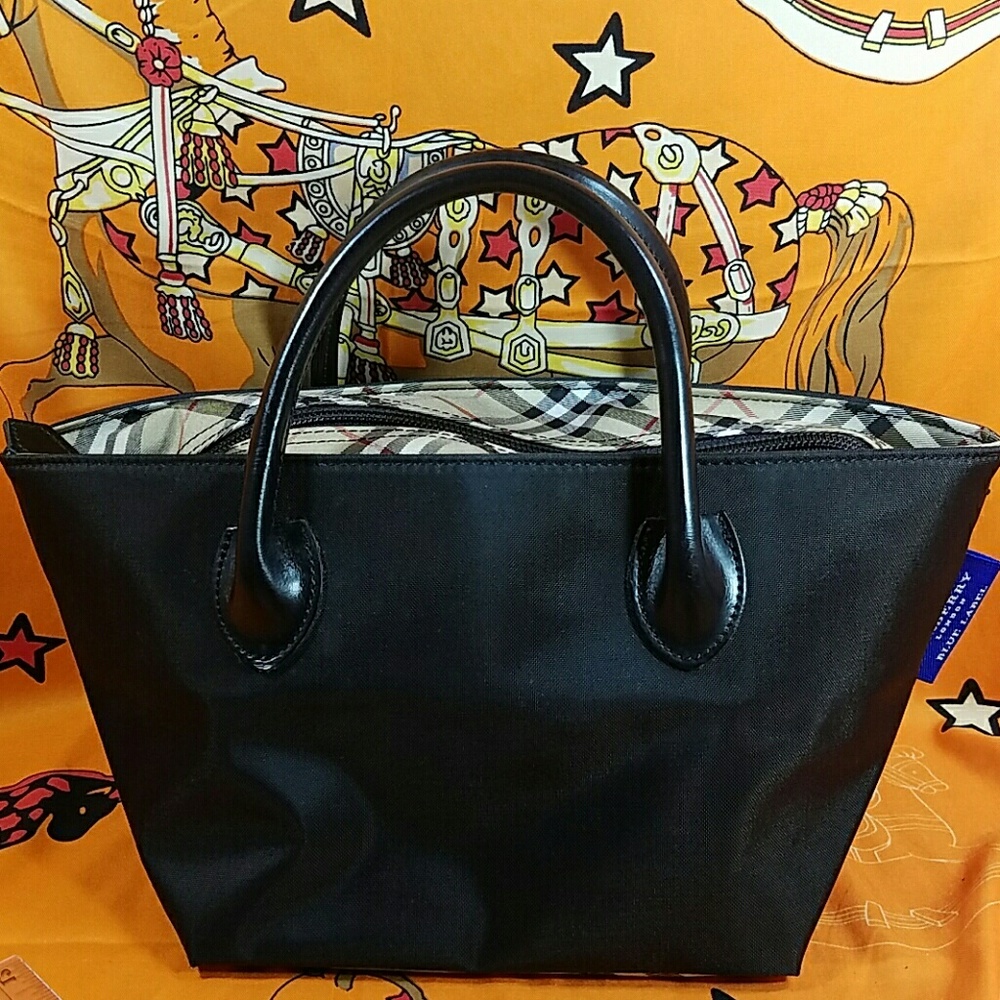 Authentic Burberry Black Canvas Satchel